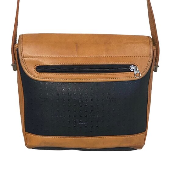 Vintage Grand Lion Leather Two-Tone Front Flap Crossbody Bag - Picture 5 of 8